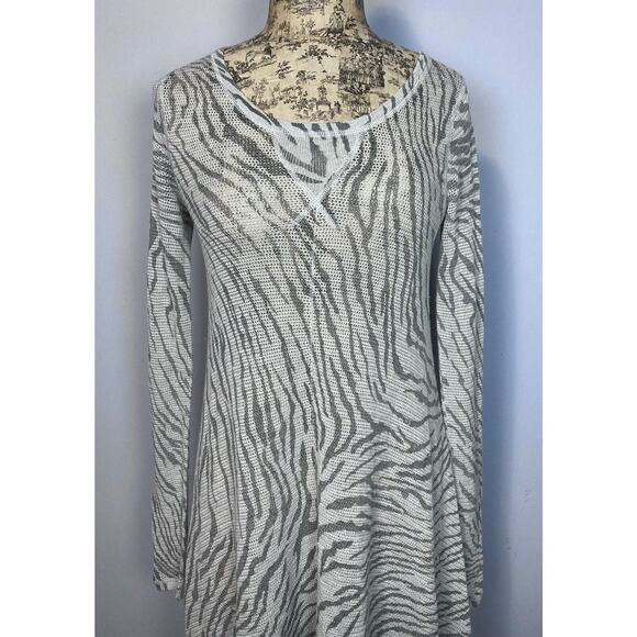 Rebecca Taylor Asymmetrical Dress Sz S Sheer Open Knit Silk Cashmere Stripes - Picture 9 of 16